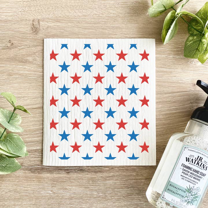 Étoiles rouges et bleues - Chiffon suédois pour la vente par Lissi Designs