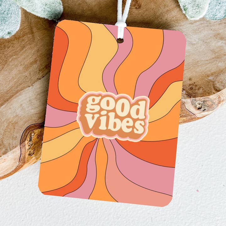 Good Vibes Car Air Freshener Felt Freshie for wholesale by Rags Revived