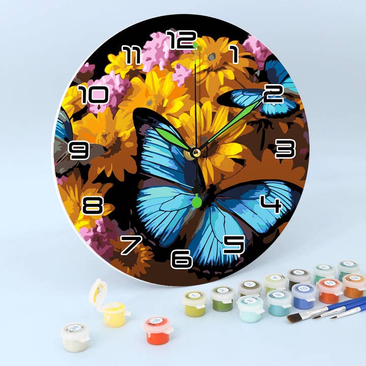 Paint Your Numbers - Wholesale DIY Craft Kit - Paint the Moment – Butterfly Bloom Clock Kit8