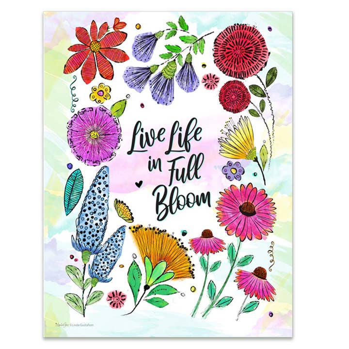 Live Life Full Bloom Watercolor Print, 8 x 10 Print for wholesale by LindaGeez