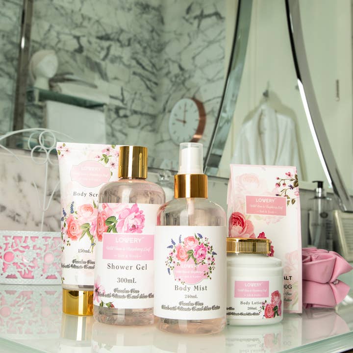 Lovery - Wholesale Bath & body set - Shower and Bath Caddy with Wild Rose Raspberry Body Care1