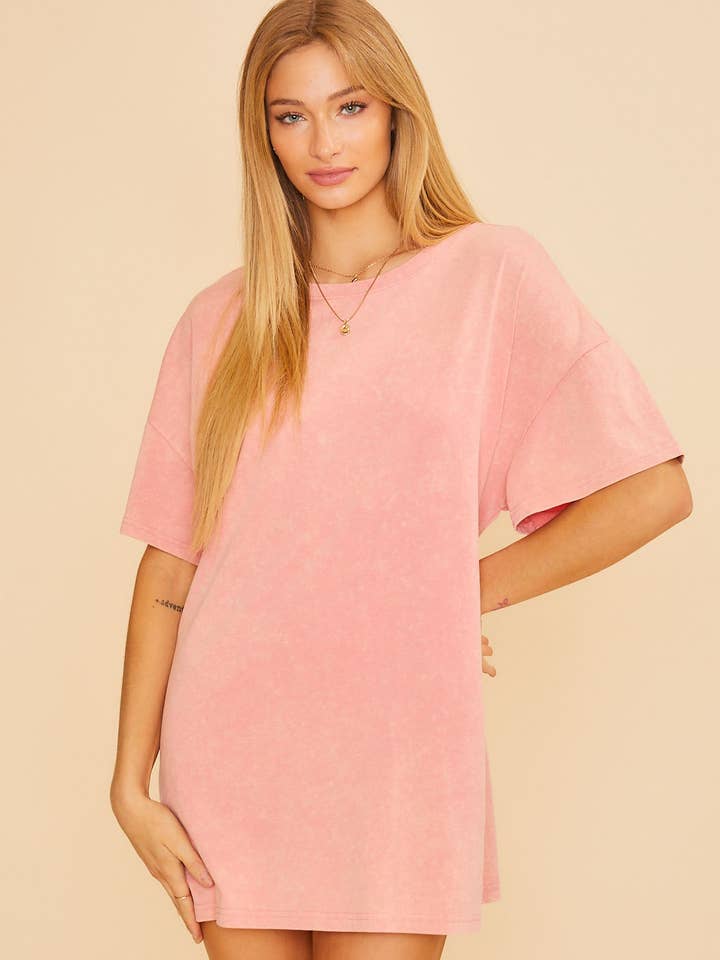 Baevely by Wellmade USA - Wholesale Tunic – Women’s - ACID WASH T-SHIRT0