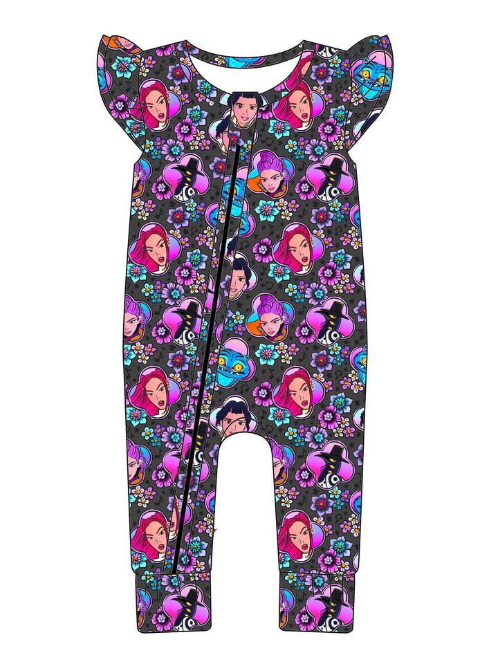 In My Napalm Era Ruffle Sleeve Romper - Kpop Demon Hunters Collection for wholesale by Elebaby