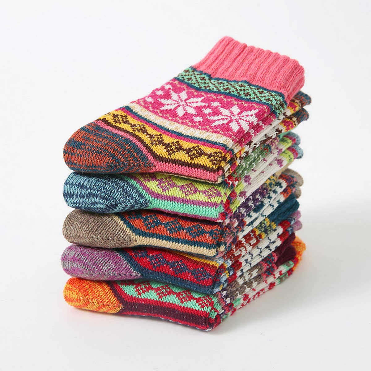 ACCITY - Wholesale Socks - Women's - WOMEN VERTICAL STRIPED SOCKS 5 PAIRS PER PACK_CWMS06968