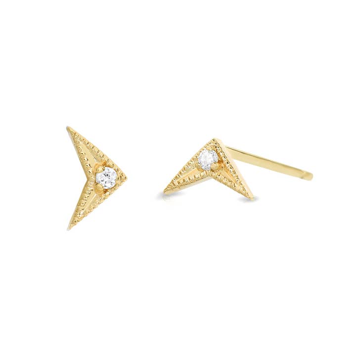 Diamond Arrow Earrings 14k for wholesale by Suzan DES