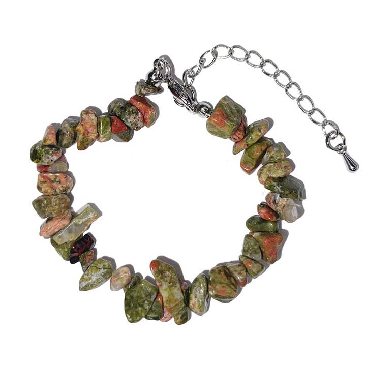 Bracelet Unakite - Baroque avec fermoir - 19 à 23cm pour la vente par France Mineraux