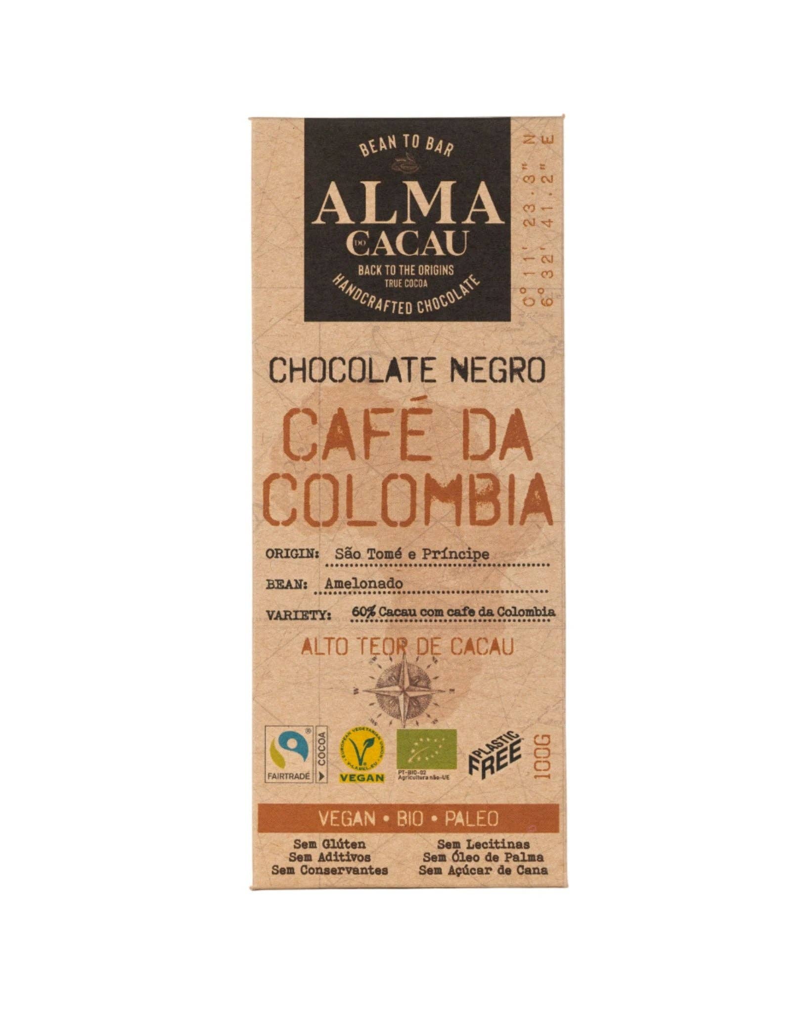 Nómada Chocolates - Vente Barre chocolatée - Chocolat noir biologique avec café moulu 100g0