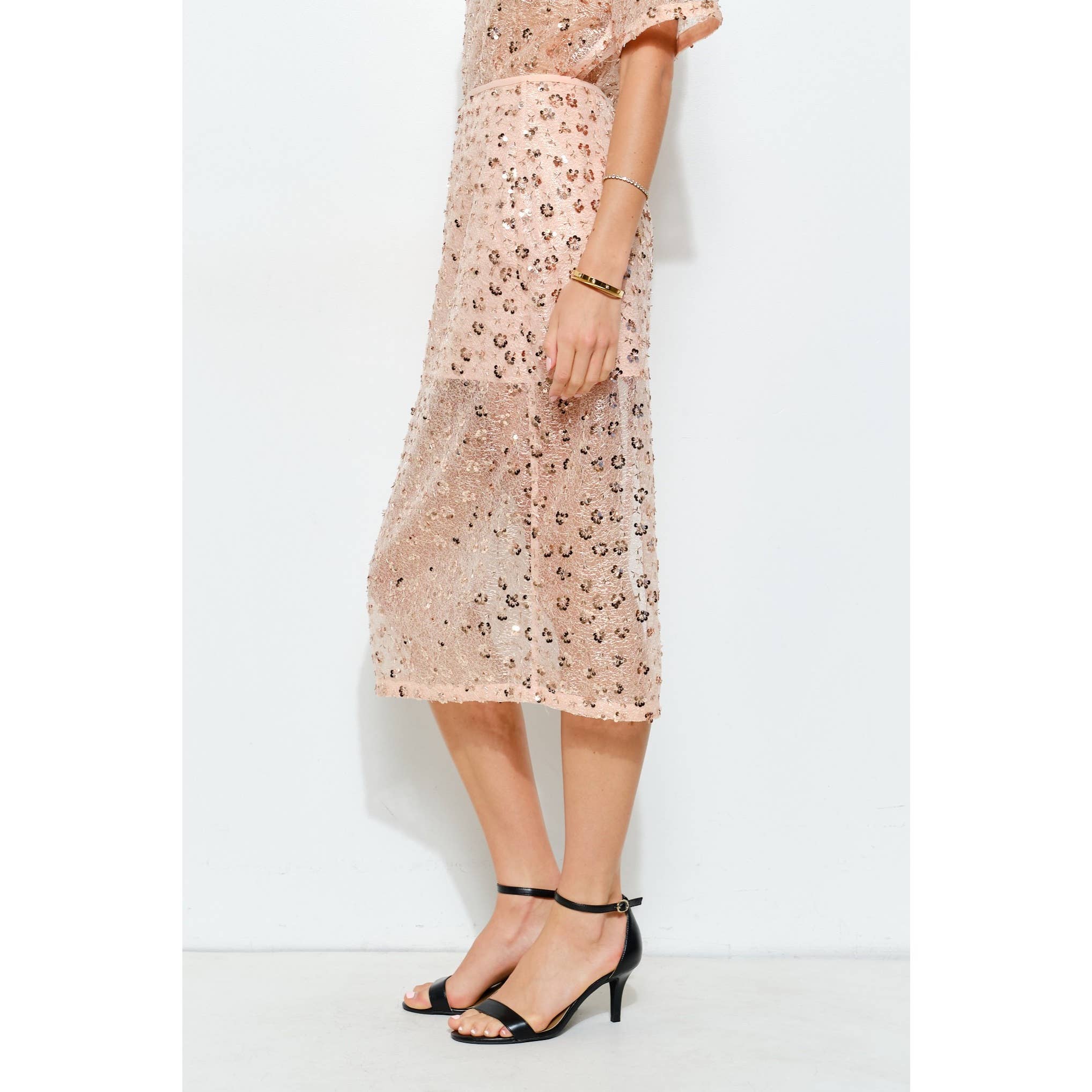 INA - Wholesale Skirt - Women's - Floral Sequin Embroidered Mesh Midi Skirt16
