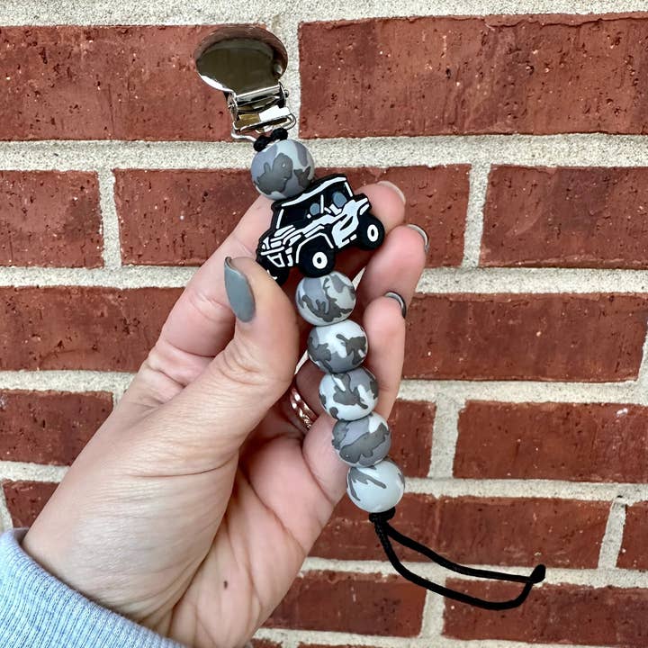 Ridge & Co Teething Shop LLC - Wholesale Pacifier Clip - Baby - Grey Camo ATV Pacifier Clip