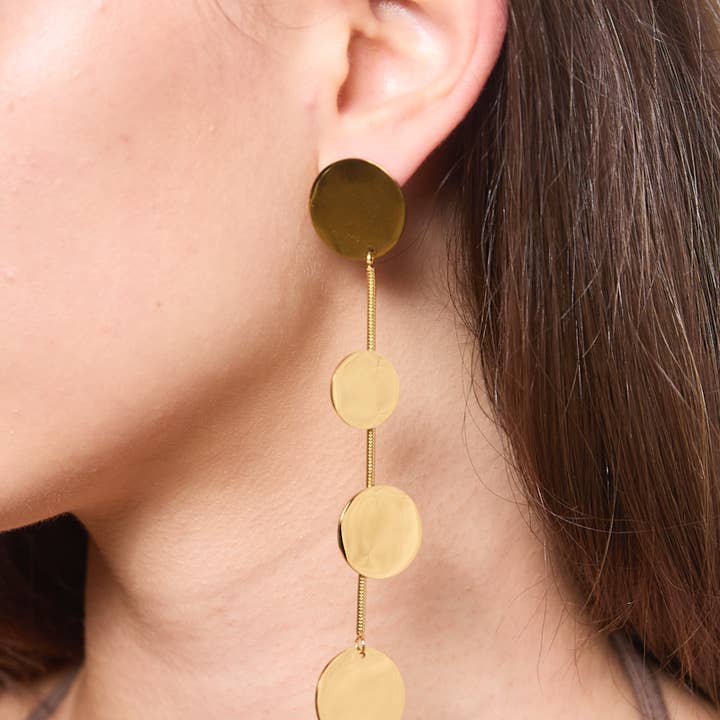 Oro Pendientes colgantes de acero inoxidable 124YC37 de venta al por mayor en Faire