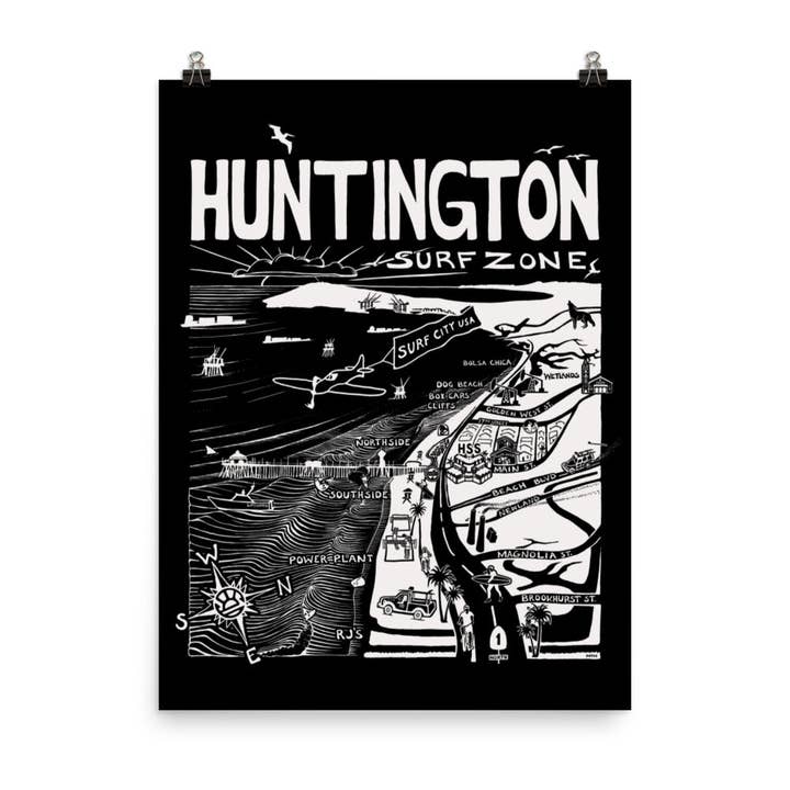 HUNTINGTON Map Poster for wholesale by Distant Local