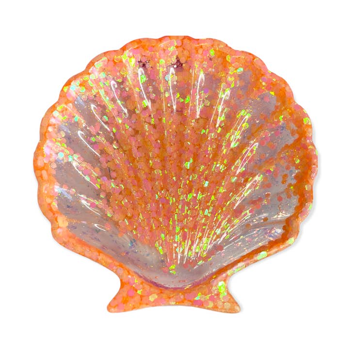 Prato decorativo de concha com glitter - pêssego por atacado de Somin