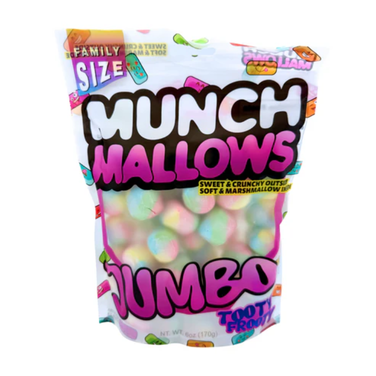 I Got Your Candy – Engroshandel Marshmallow – Munch Mallows Jumbo Tooty Frooty Skumfidus Slik 6oz - 12stk0