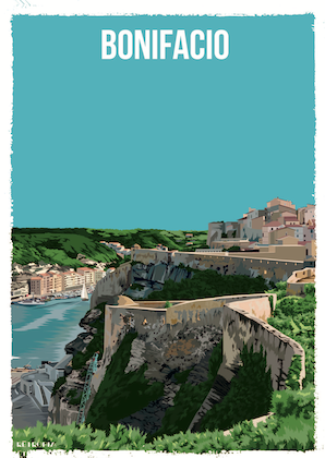 Retropia – wholesale Konsttryck – Bonifacio vallarna och hamnen 50x70 cm0