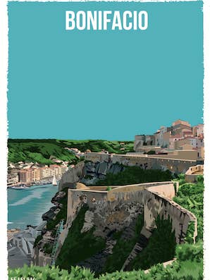 Bonifacio i bastioni e il porto 50x70 cm per la vendita all'ingrosso da parte di Retropia