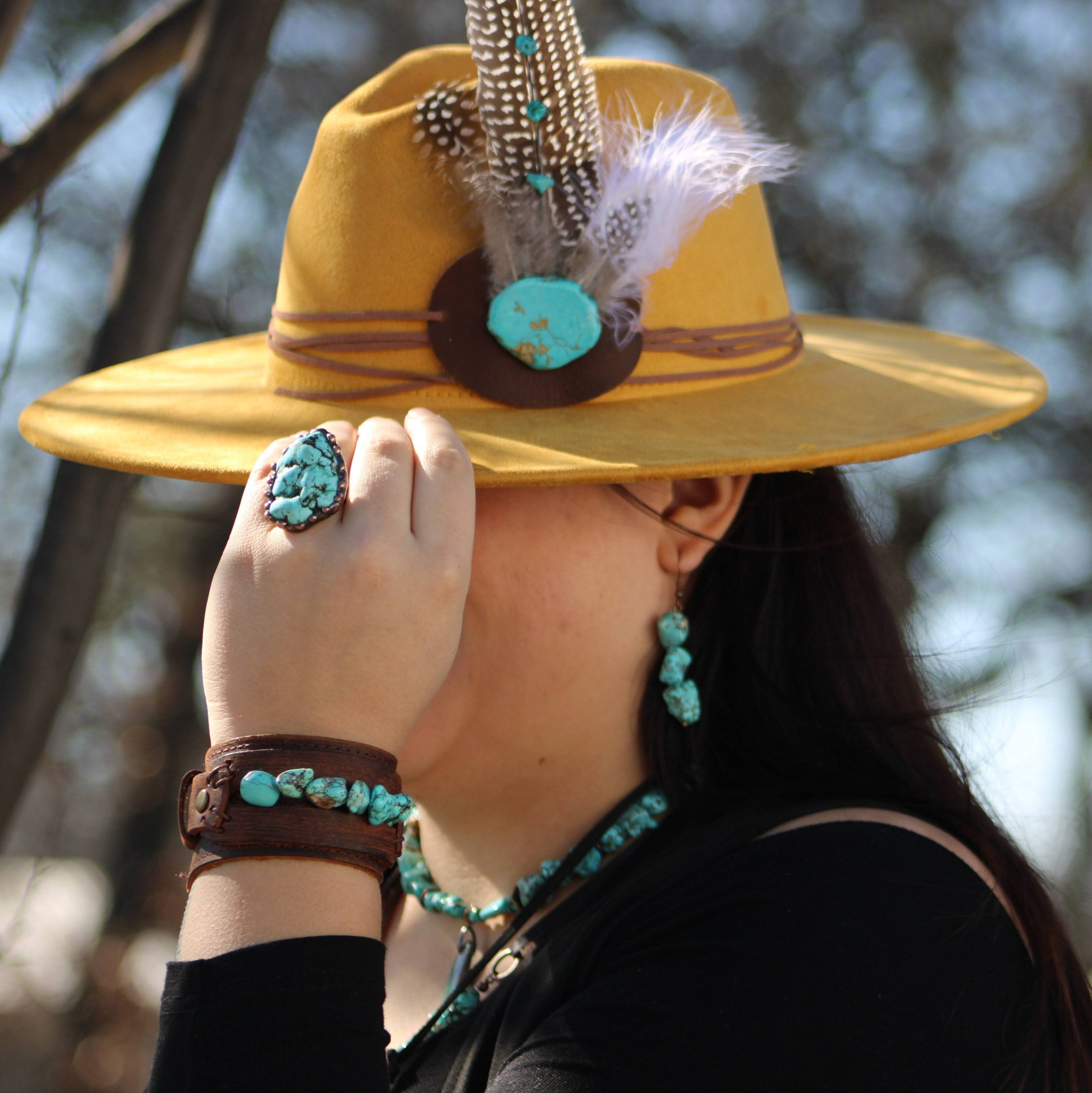 The Jewelry Junkie - Wholesale Cocktail/Statement Ring - Blue Turquoise Ring set in Antique Copper 012w5