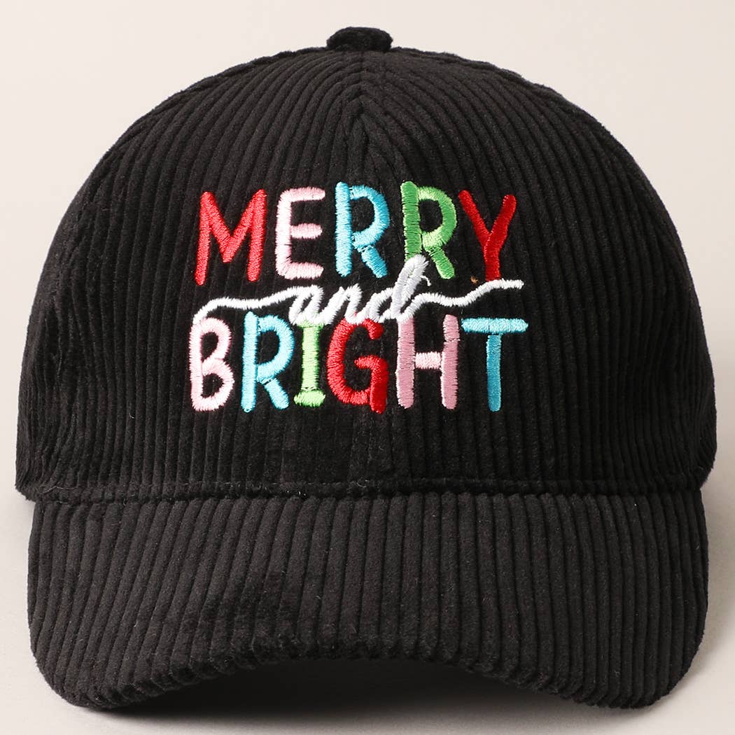 Fashion City - Wholesale Baseball Cap - Women's - MERRY BRIGHT Embroidery Corduroy Cap0