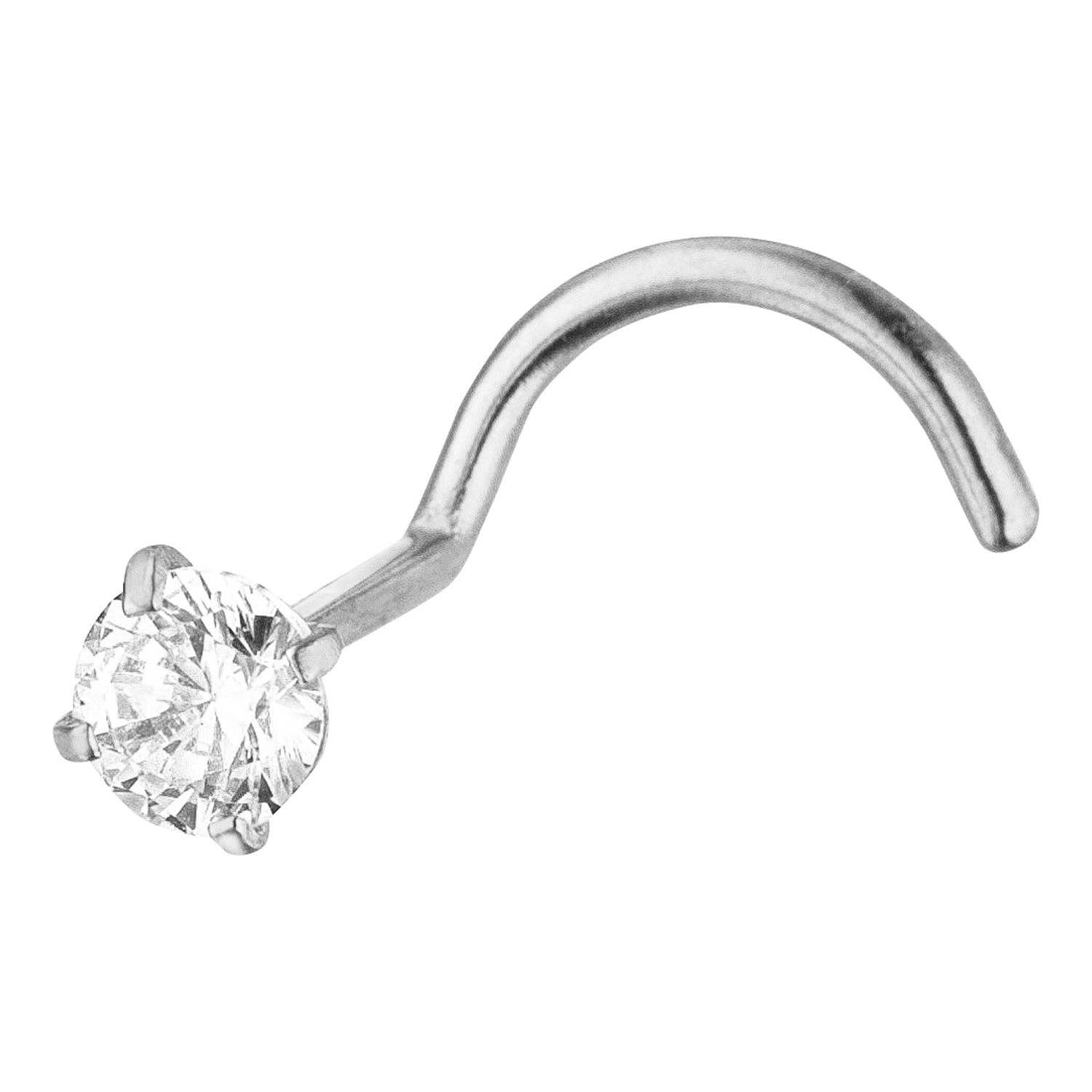 Schmuckgroßhandel - Venta al por mayor Pendiente sin pareja - Pendiente de nariz espiral de titanio con piedra de circonia5