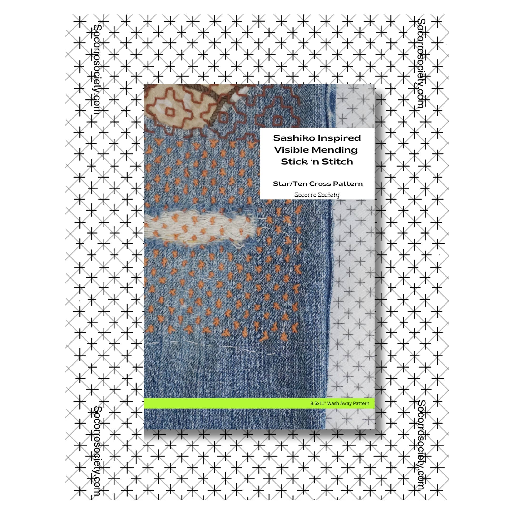 Socorro Society - Wholesale Embroidery/Cross Stitch Supplies - Sashiko Inspired Star/Ten Cross Stick and Stitch Pattern