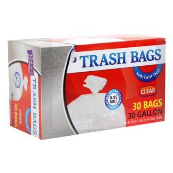 EcoQuality - Wholesale Rubbish can/Rubbish bin - Trash Clear Twist Tie Bags – 30 Gallon