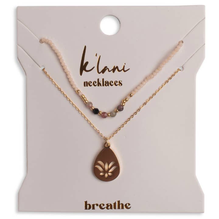 "Breathe" Gold Lotus Flower Necklace Set for wholesale by K'lani hair tie bracelets