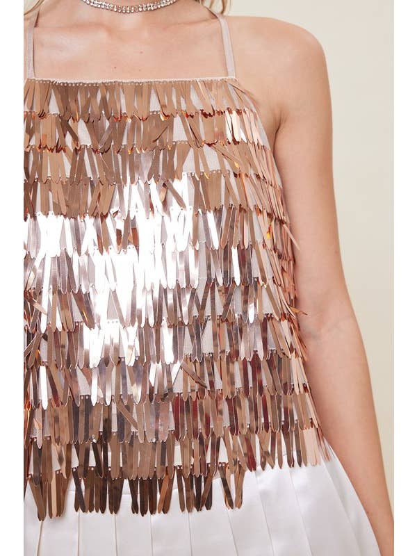 idem ditto - Vente Caraco – femme - CAMISOLE À SEQUINS TEXTURÉS ÉTINCELANTS AVEC DOS CROISÉ5