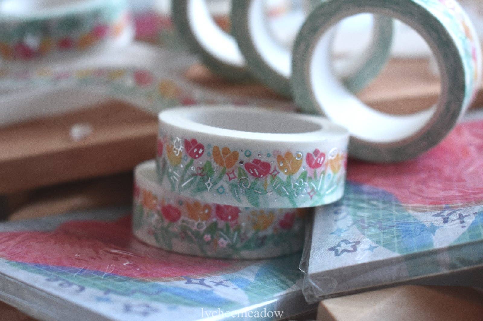 Lycheemeadow - Wholesale Washi Tape - Tulips Silver Metallic Foil Washi Tape1