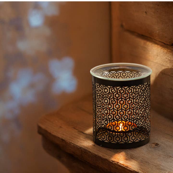 Zen'Arôme - Wholesale Oil Warmer - Metal Cutwork Incense Burner with Glass Dish Le Parfait9