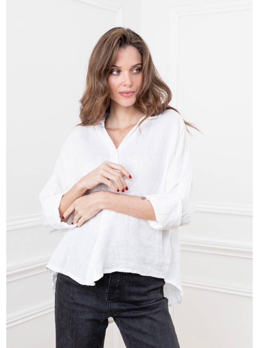 LINEN & COTTON HOUSE - Vente Chemise à col boutonné – femme - CHEMISE EN LIN. 48902 NINA47