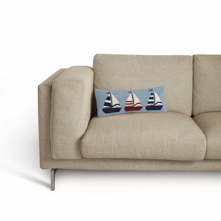 Peking Handicraft - Wholesale Throw/Decorative Pillow - Sailboat Trio Hook Pillow