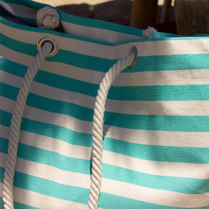 Rinkit Pty Ltd - Wholesale Beach Bag - Large Striped Canvas Tote Beach Bag - 55cm x 36cm - By Nicola Spring