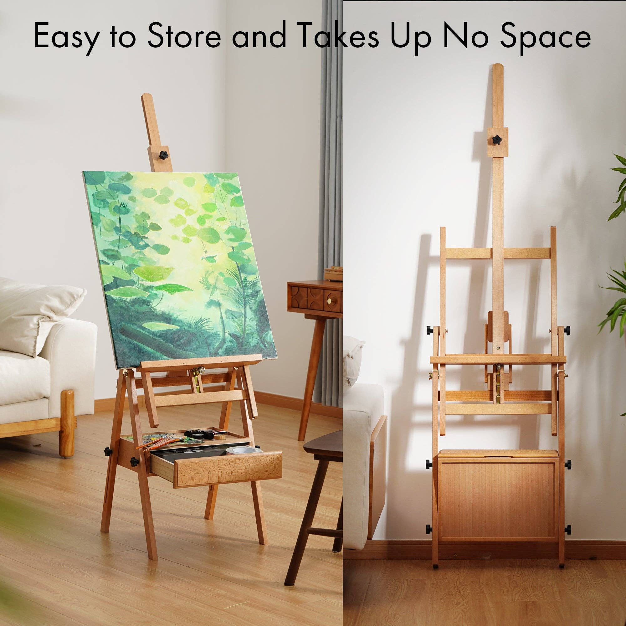 Artify – wholesale Easel – ARTIFY Large Wooden H-Frame Studio Beechwood Easel5