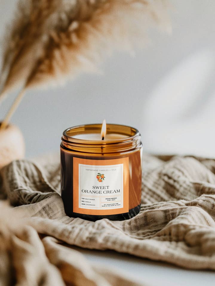 Sweet Orange Cream Candle - Soy or Beeswax for wholesale by Ampersand Candles + Oils
