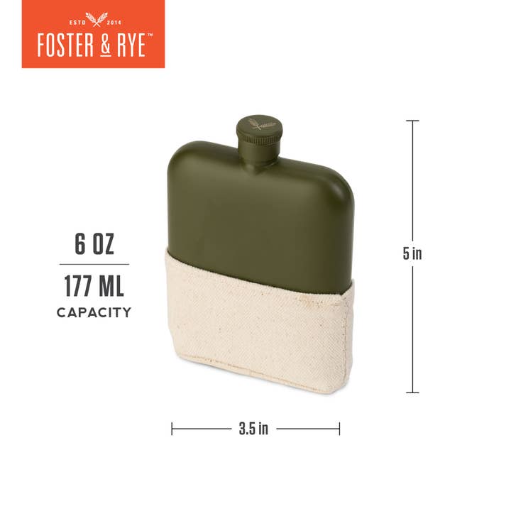 Foster & Rye - Wholesale Flask - Matte Army Green Flask