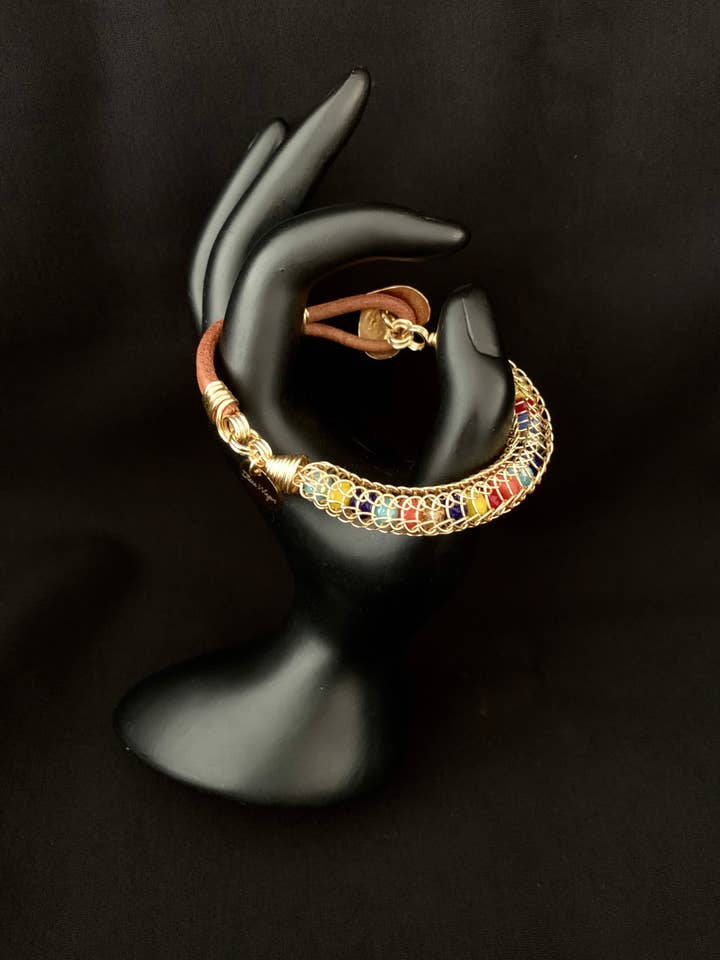 Multicolor viking bracelet in gold plated! for wholesale by Diana Wingert Jewelry