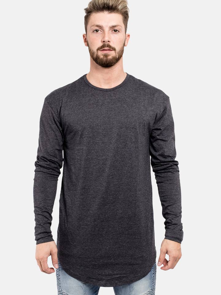 Blackskies - Wholesale T-Shirt - Men's - Langarm-Langshirt mit seitlichem Reißverschluss in Anthrazit4