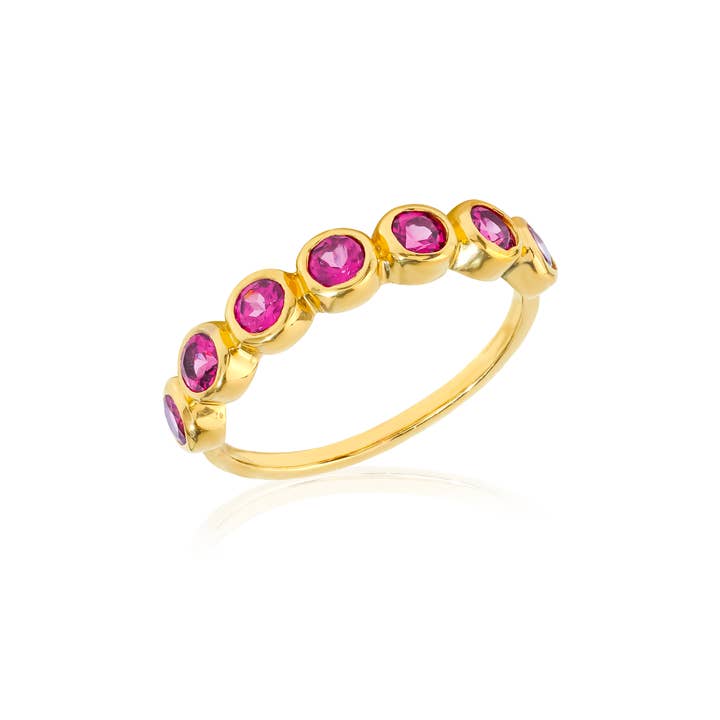 Tiramisu – Anel multi-pedra por atacado – Anel Rhodolite Grannet em Ouro 14K sobre Prata de 1ª Lei 925