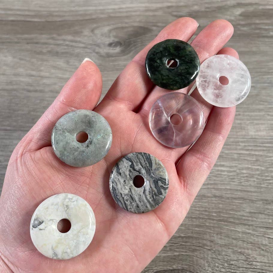 Keystone Crystals - Wholesale Spiritual Stone/Crystal - Donut Pi Stone 30mm Gemstone Pendant –  Strung or Plain1