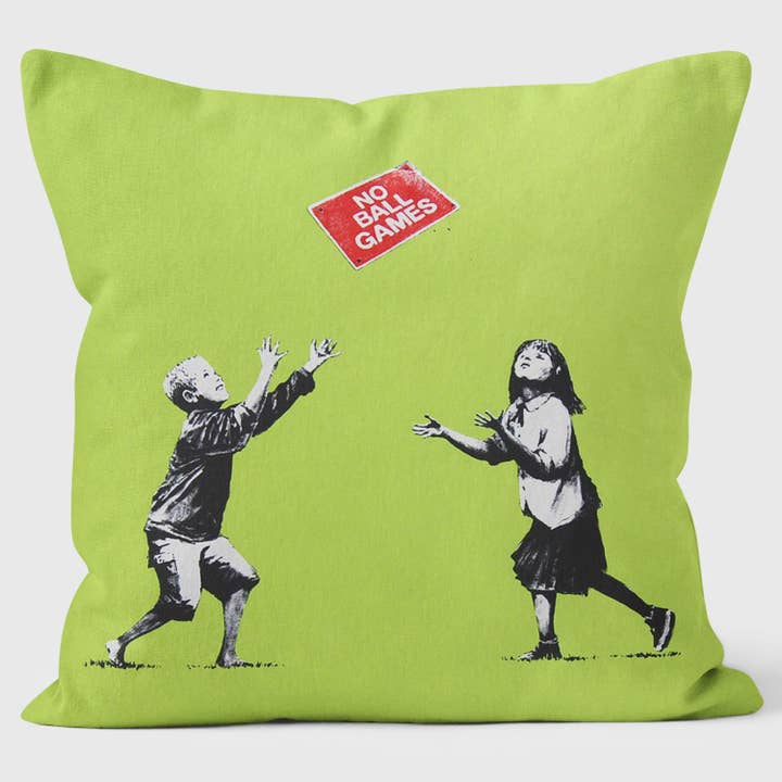 No Balls Games - Banksy Inspired - Graffiti Art Cushion for wholesale by ART CUSHIONS
