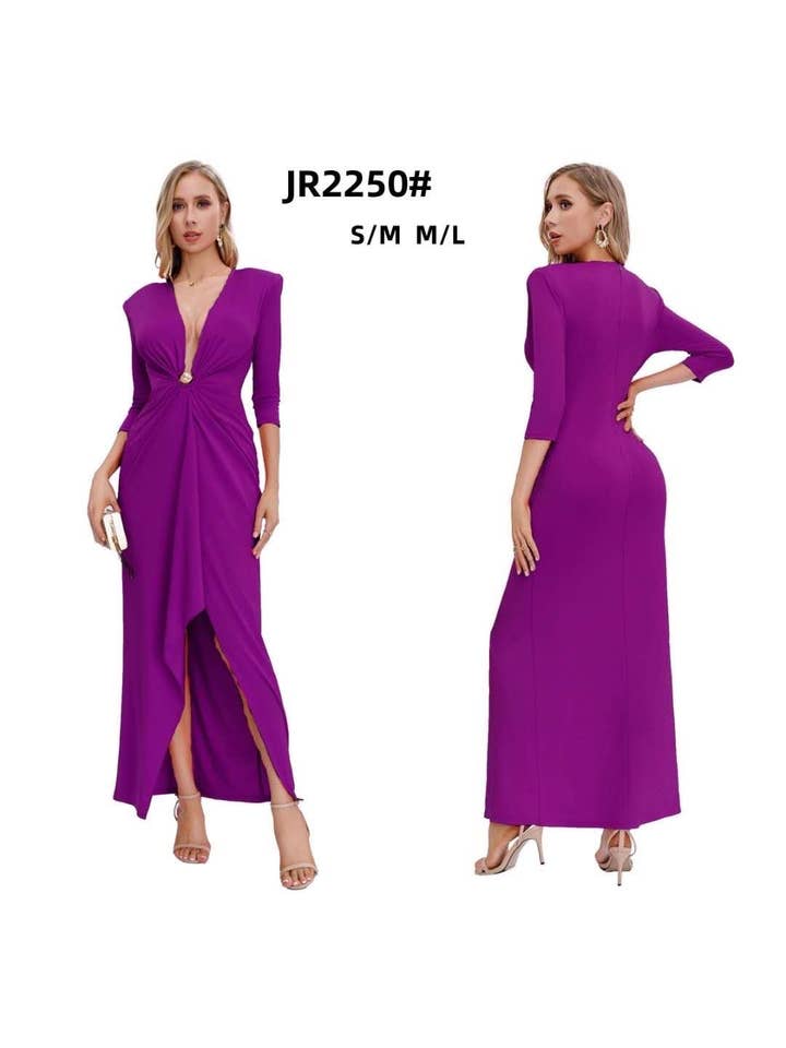 Lucas & Emma - Sarl RJ & co - Wholesale Gown - Women's - Sexy classy mid-length evening dress with sleeve 2250
