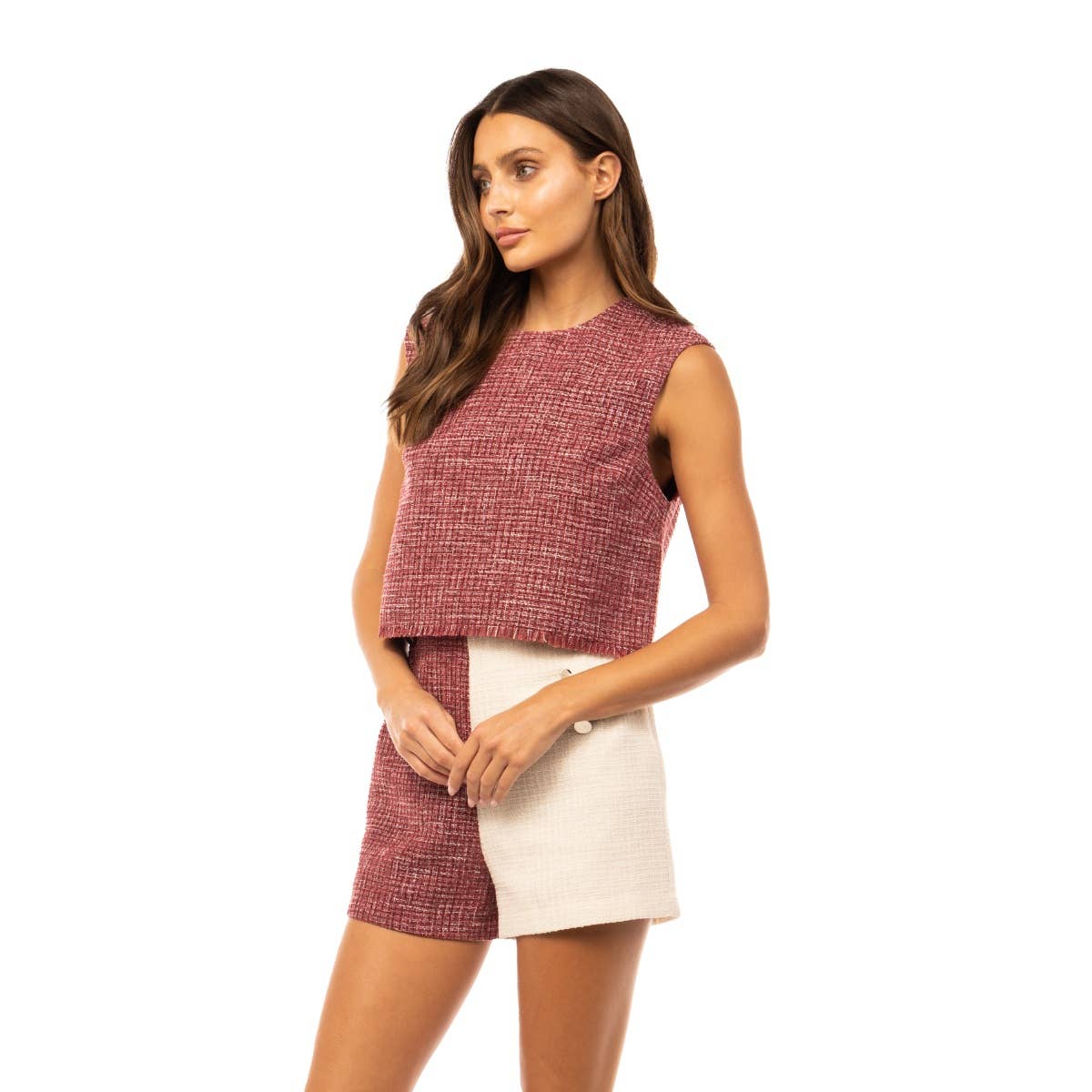 Naked Zebra - Vente Chemisier – femme - Haut en tweed effiloché4