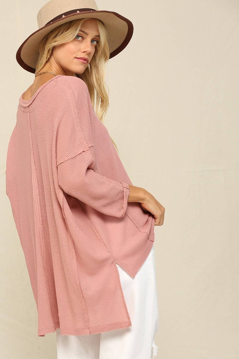 KyeMi - Wholesale Tunic - Women's - Thermal V-Neckline Exposed Seaming Top9