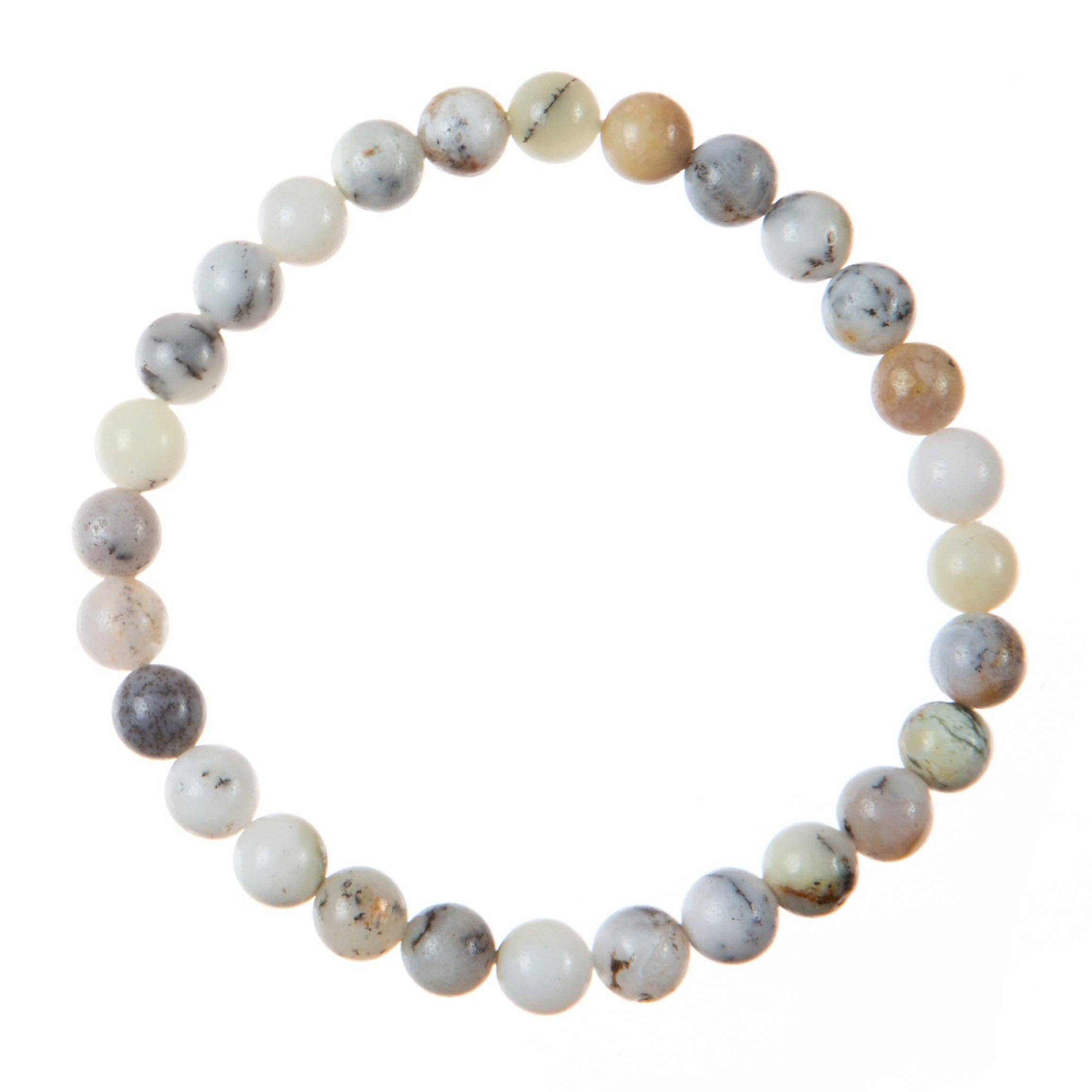 Ole - Wholesale Beaded Bracelet - White Opal Stone Stretch Bracelet B3623-6MM0