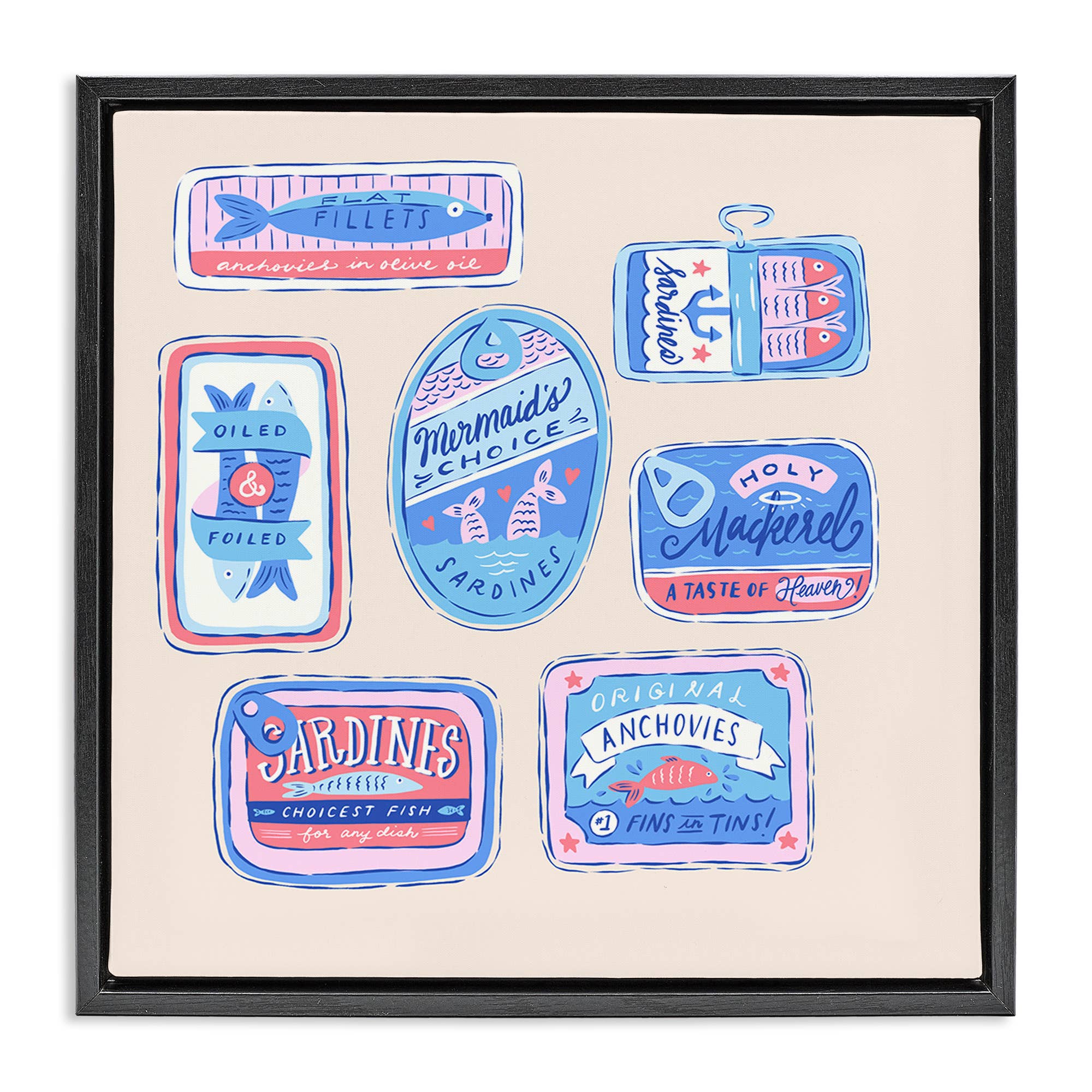 Stupell Industries – Großhandel Wandschild – Verschiedene Dosenfisch-Meeresfrüchte - Gerahmte Wandkunst22
