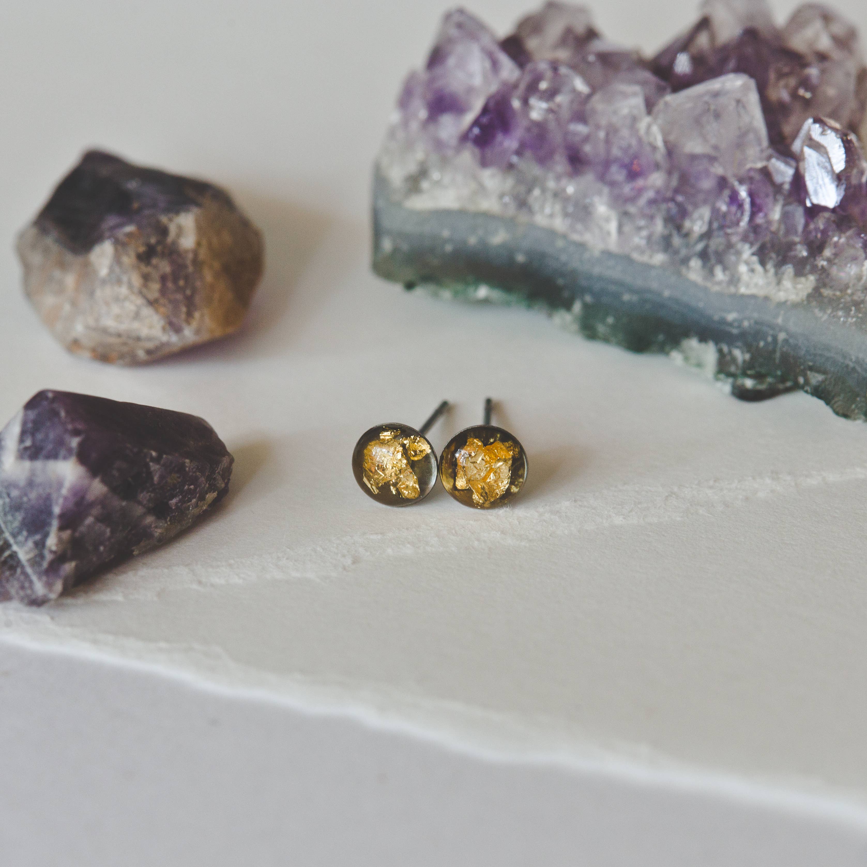 Cameoko - Vendita all'ingrosso Orecchini a bottone - Orecchino con gemma schiacciata, 6 mm2