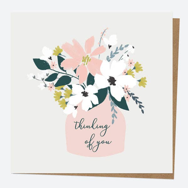 Thinking of You Card - Blush Modern Floral - Vase for wholesale by Dotty About Paper