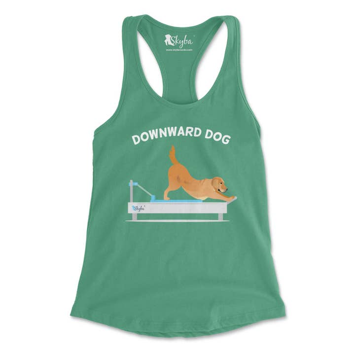 "Downward Dog" Golden Retriever on Reformer - Women's Slim Fit Tank for wholesale by Skyba