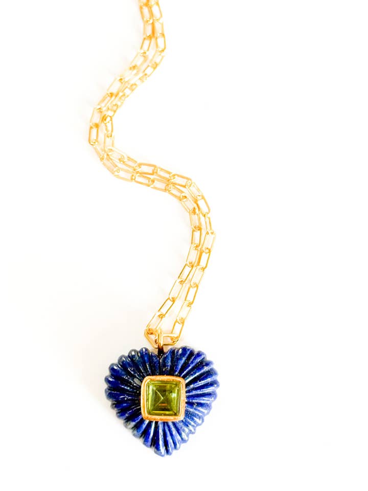 LINDEN NECKLACE ~ Lapis/Peridot for wholesale by Natnat Creations