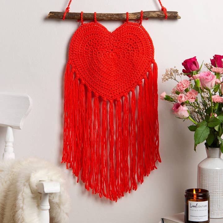 Heart Wall Hanging Valentines Easy Crochet Kit for wholesale by Wool Couture Company