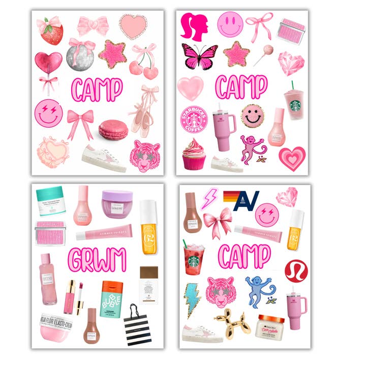 Custom by DOA - Wholesale Sticker - Kids & Baby - Girly Sticker sheet set sleepaway camp, summer campÂ